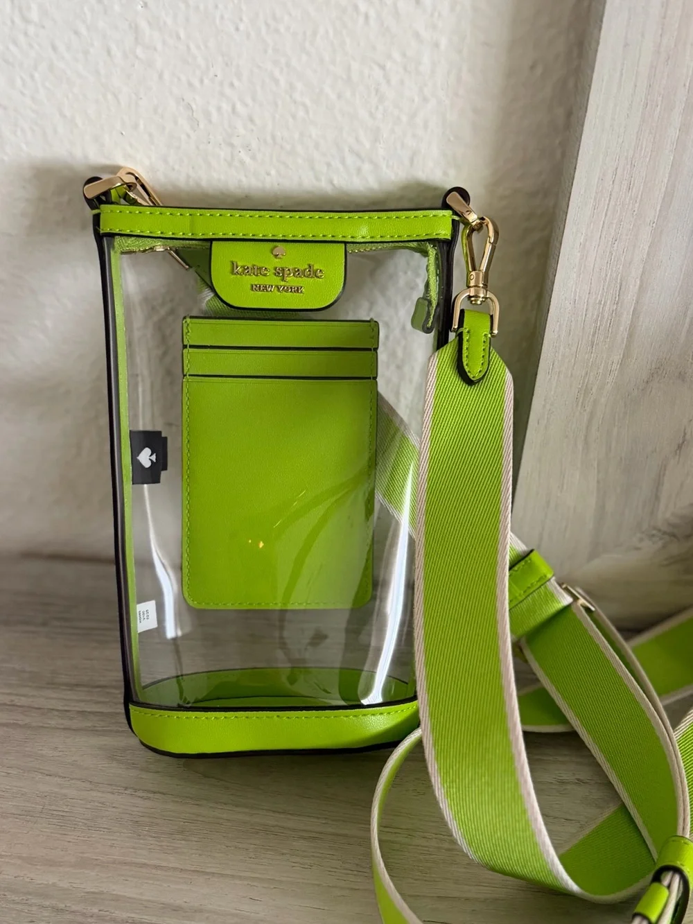 kate spade lime green clear crossbody bag
